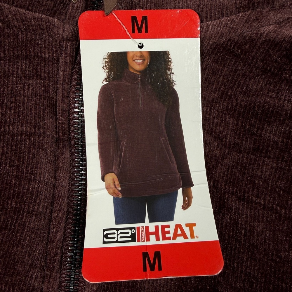 32 Degrees Sweatshirt Women Medium Purple Heat Sherpa Fleece 1/4 Zip Pullover Ne